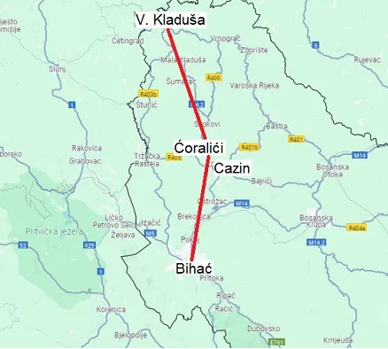 Bihać - Velika Kladuša - trasa brze ceste-2