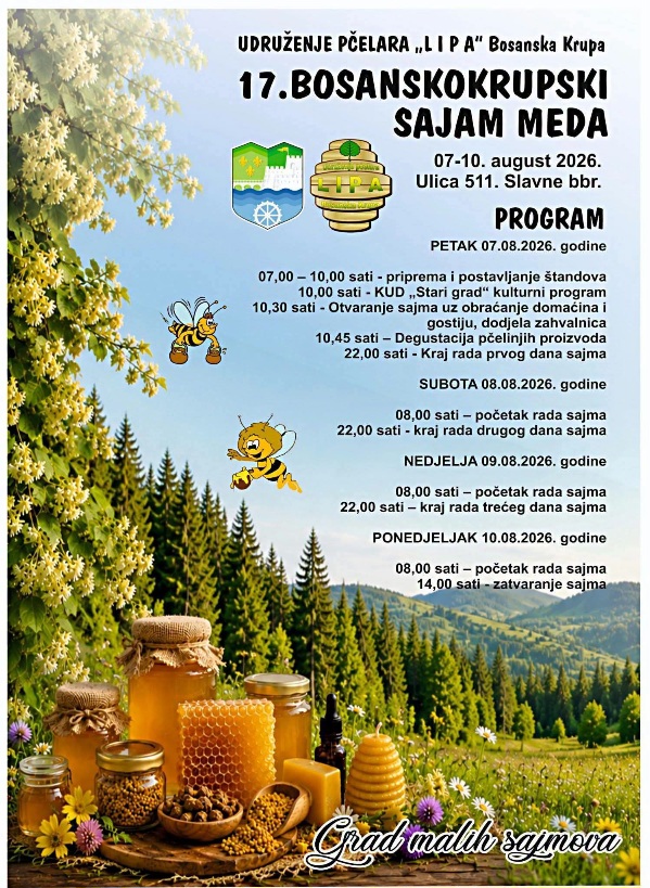 17. Bosanskokrupski sajam meda — program po danima
